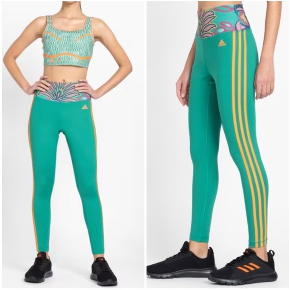 Adidas x Farm Rio High-Rise Train Essentials Tights Size Small NWT New - Picture 1 of 15